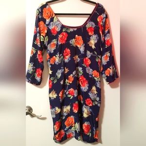 *Vintage* Navy Rose Shirt Dress Tunic